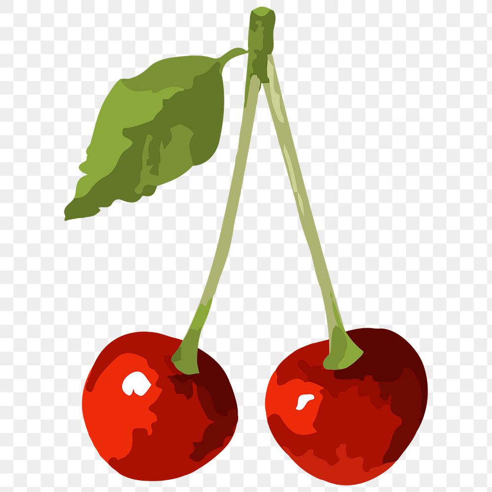 Vectorized red cherries sticker overlay design element