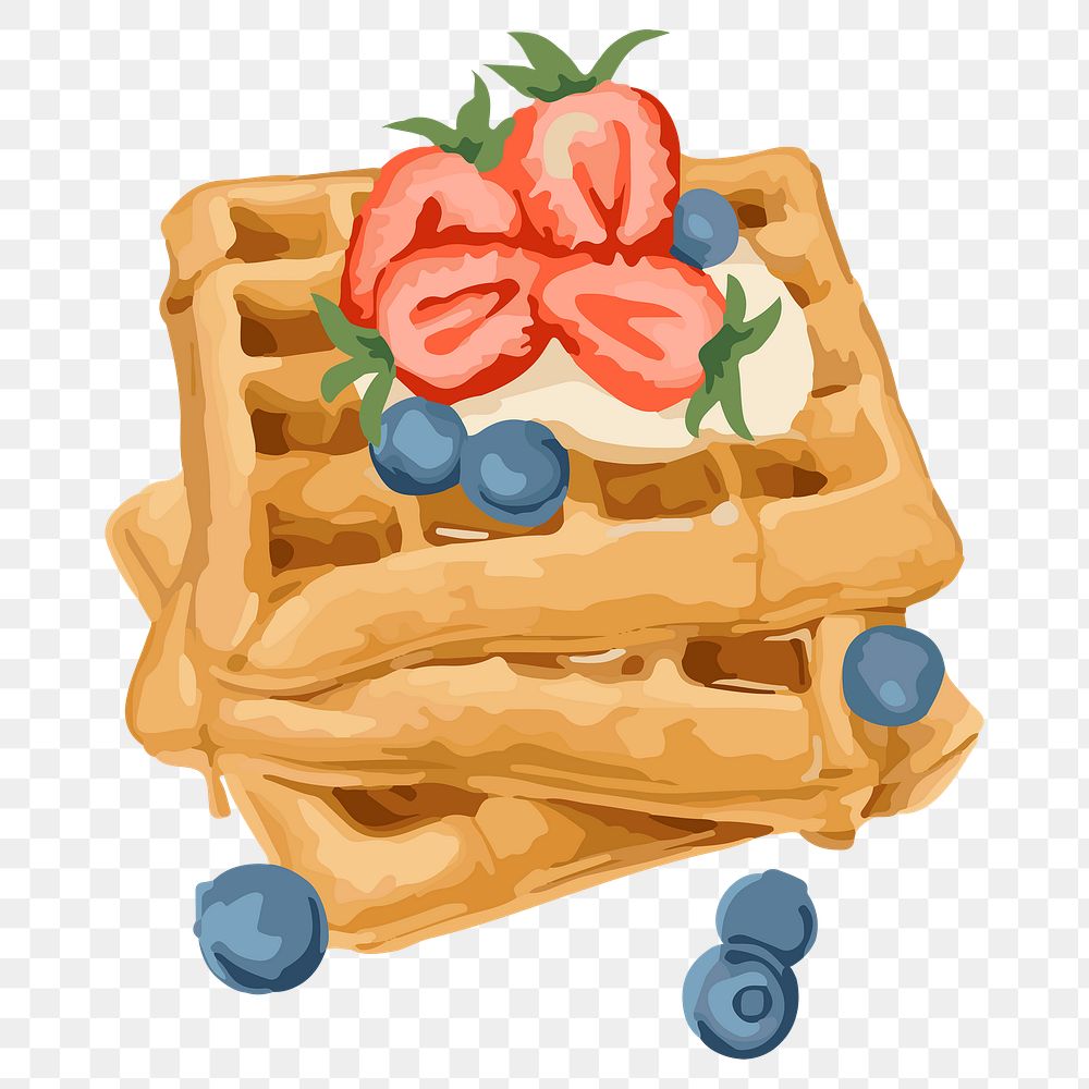 Vectorized waffles topped with berries sticker overlay design element