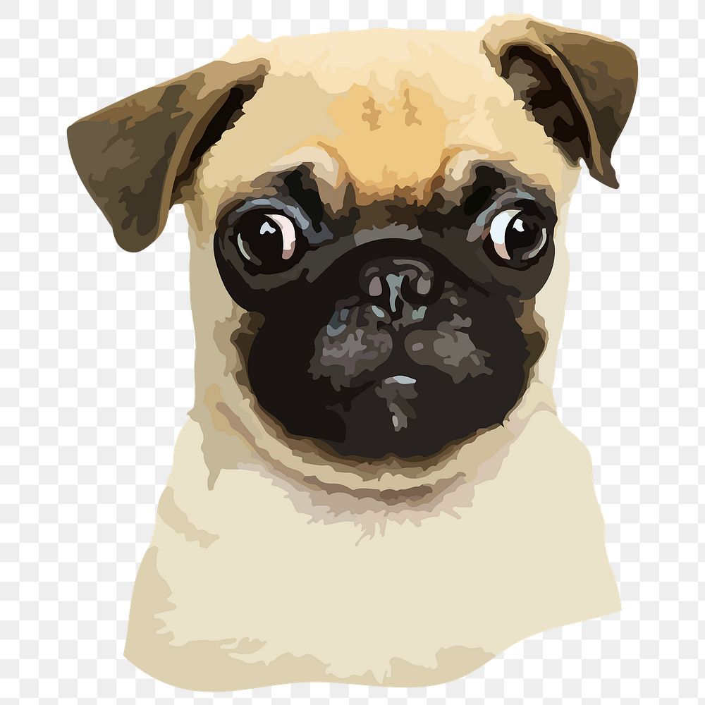 Vectorized adorable pug sticker design resource