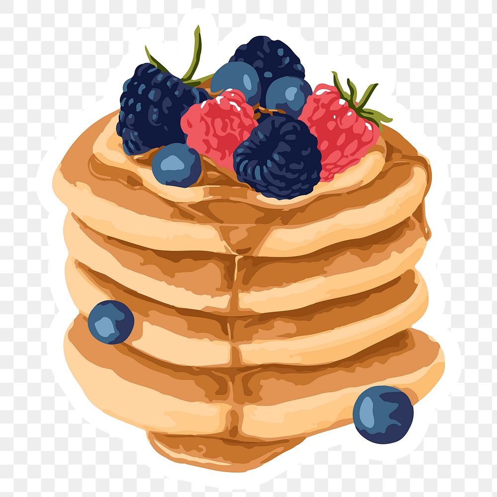 Vectorized hand drawn pancake sticker with a white border