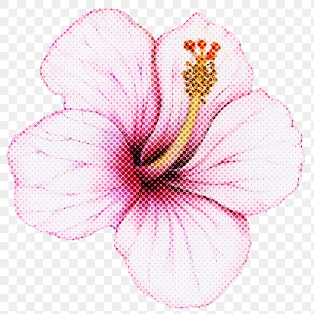 Halftone Hibiscus flower sticker overlay