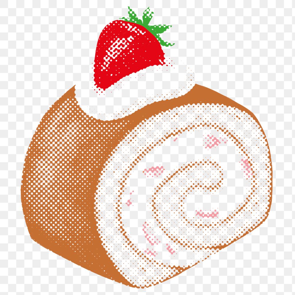 Halftone strawberry shortcake roll design element 