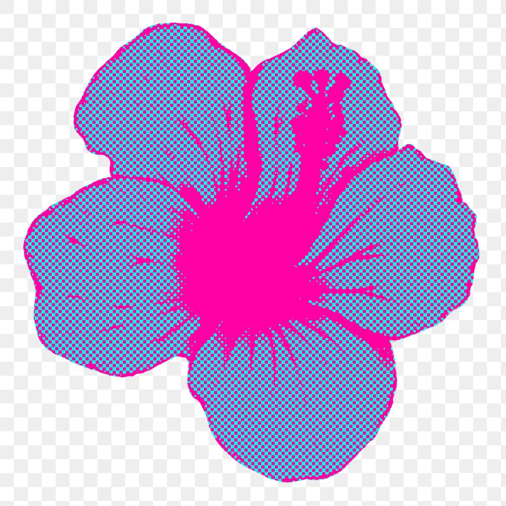 Funky halftone Hibiscus flower sticker overlay