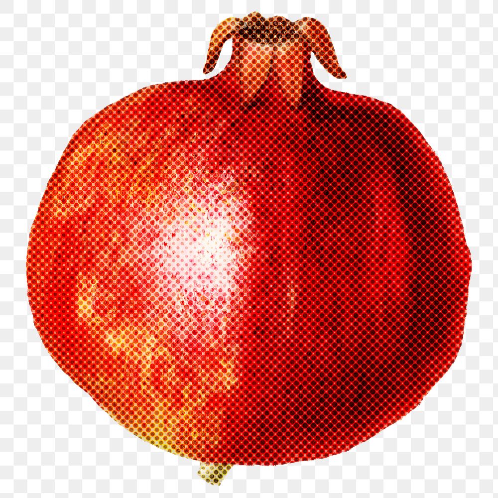 Halftone pomegranate design element 
