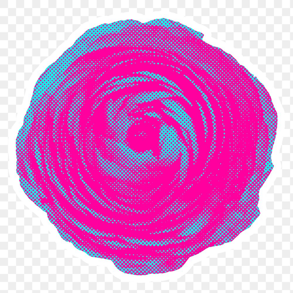 Funky halftone pink ranunculus sticker overlay