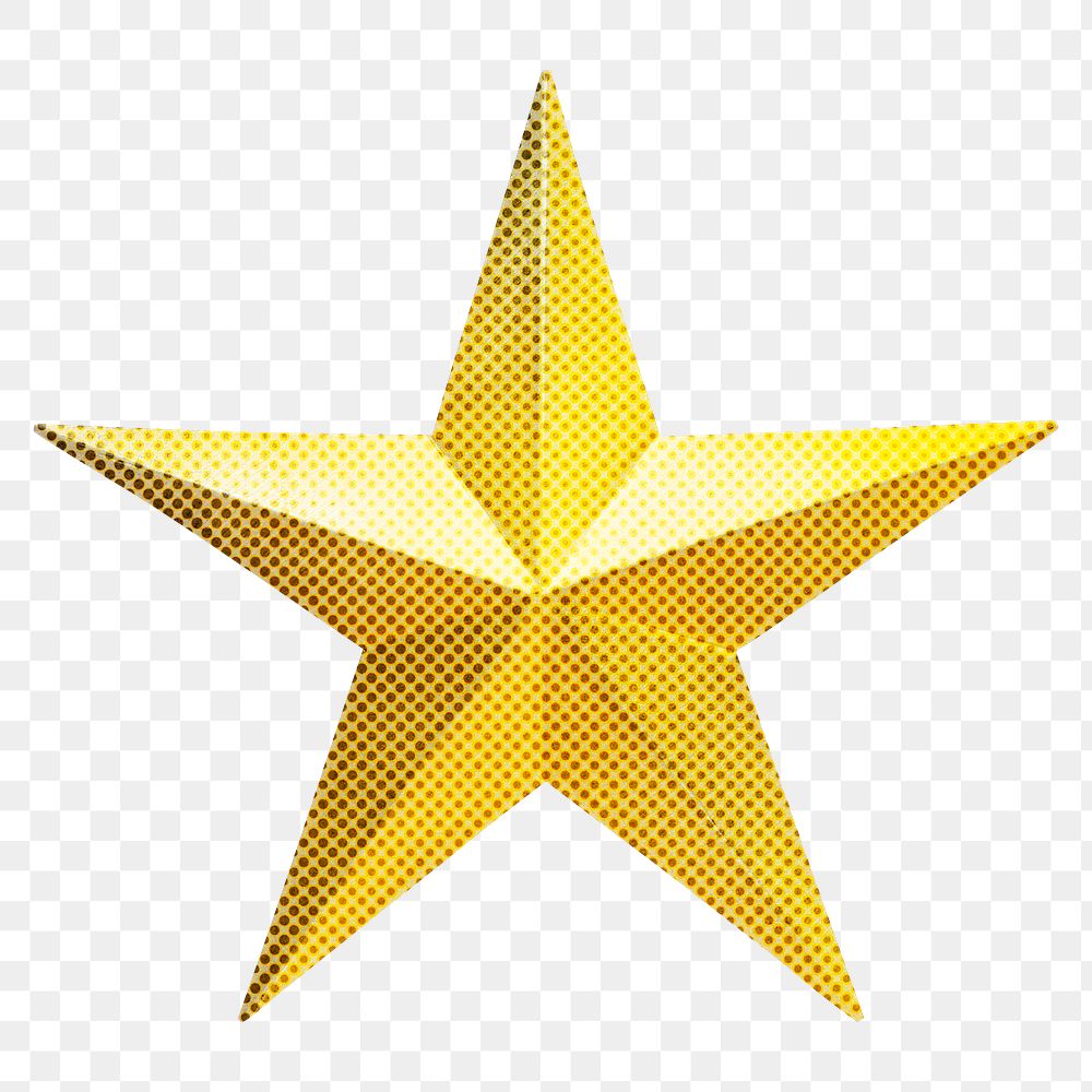 Hand drawn yellow star halftone style sticker overlay