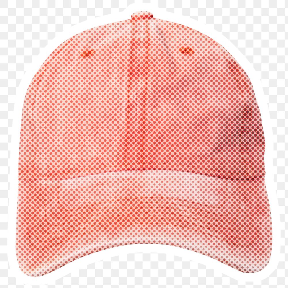 Halftone pink jeans cap sticker with a white border