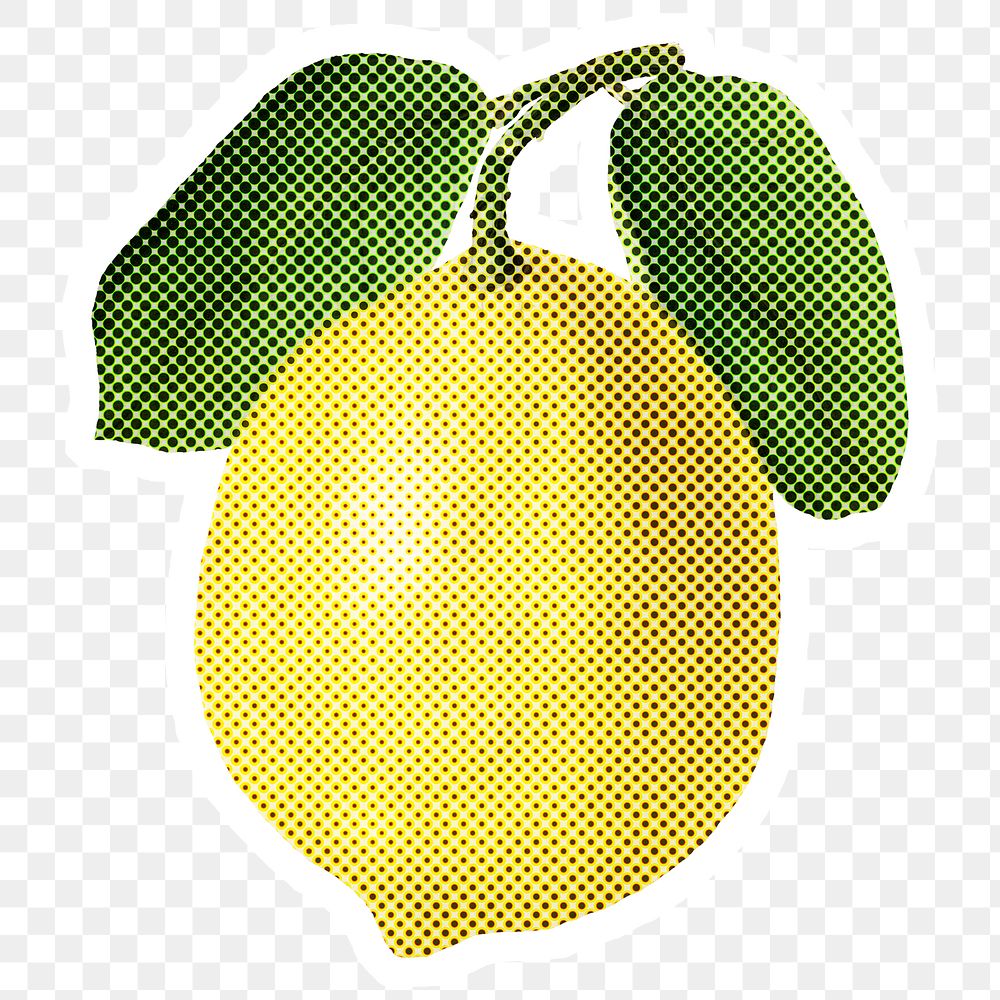 Halftone lemon sticker  with a white border