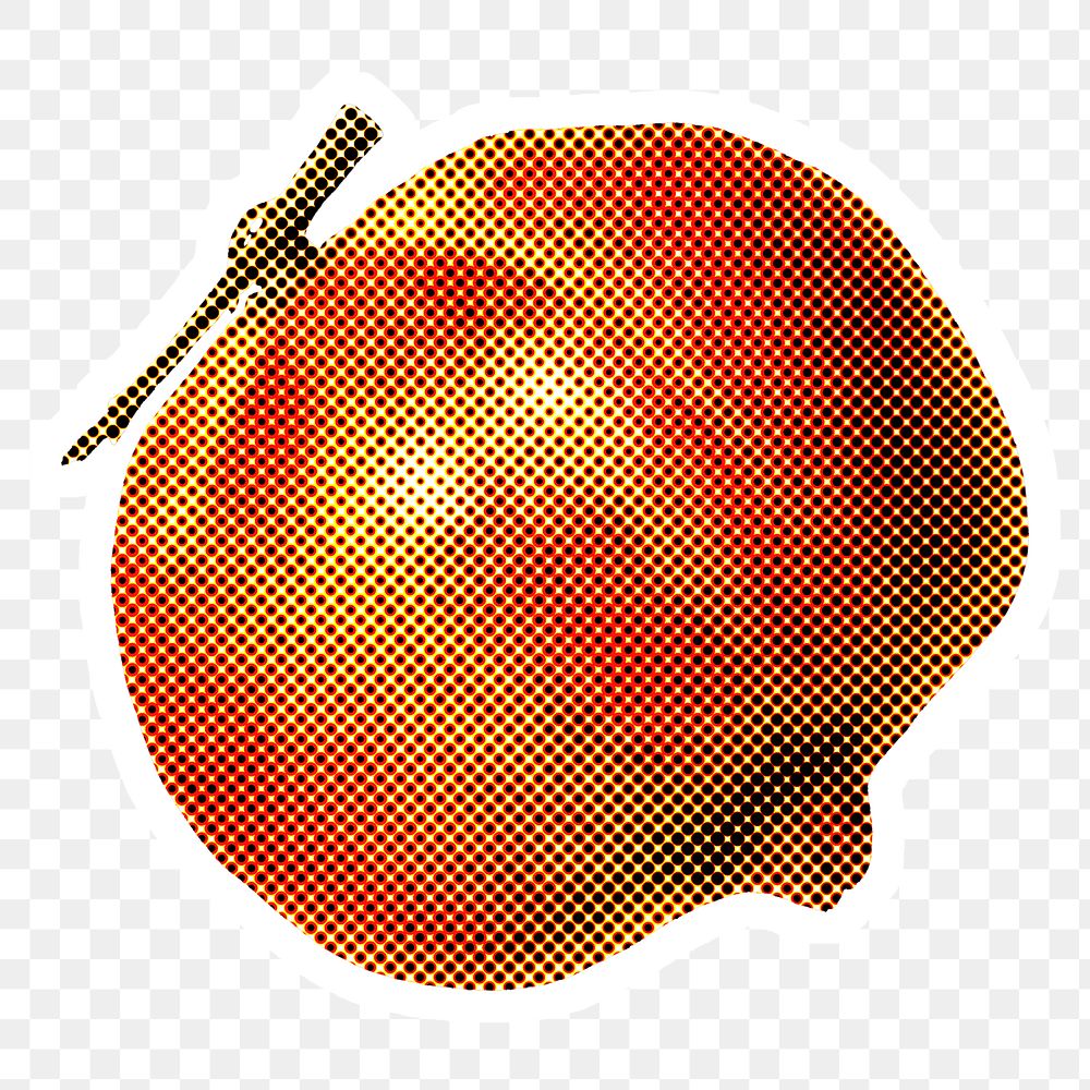 Halftone pomegranate sticker with a white border