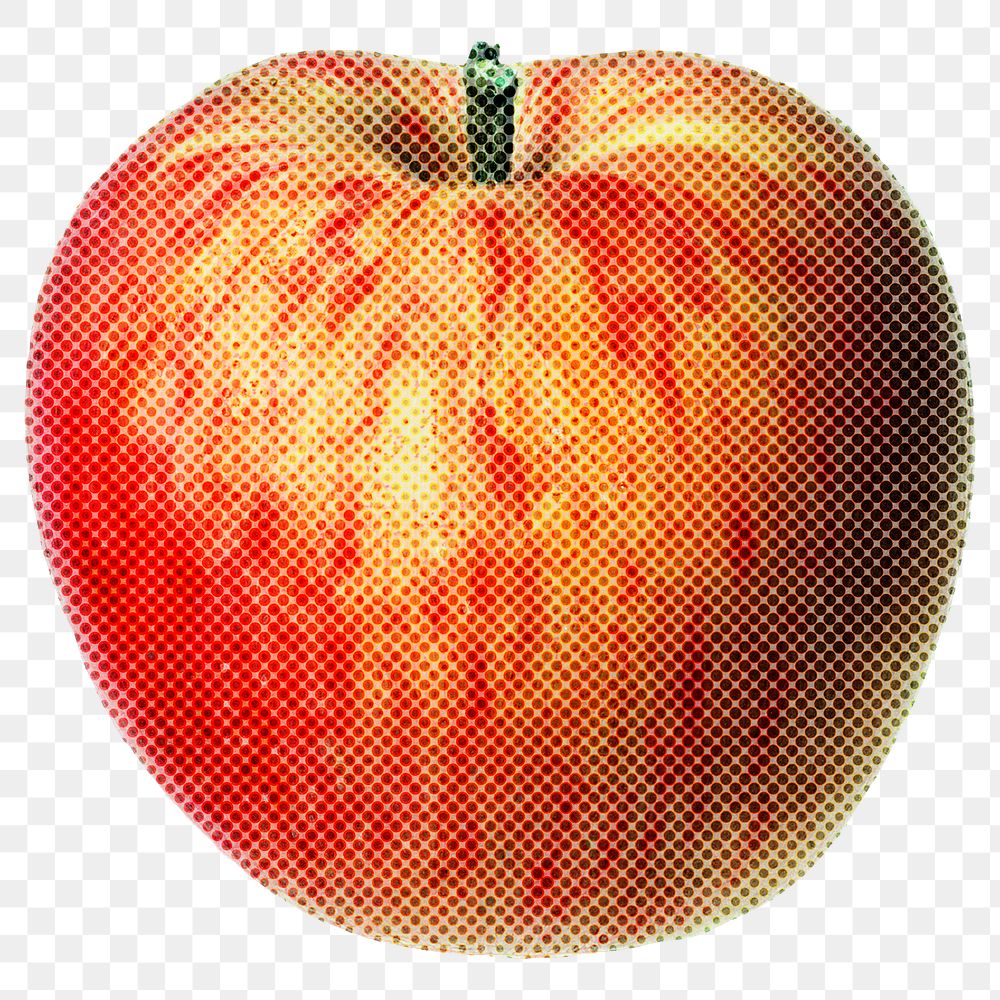 Halftone red apple sticker design element