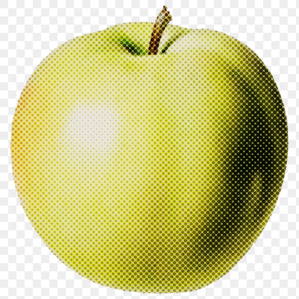 Halftone green apple sticker design element