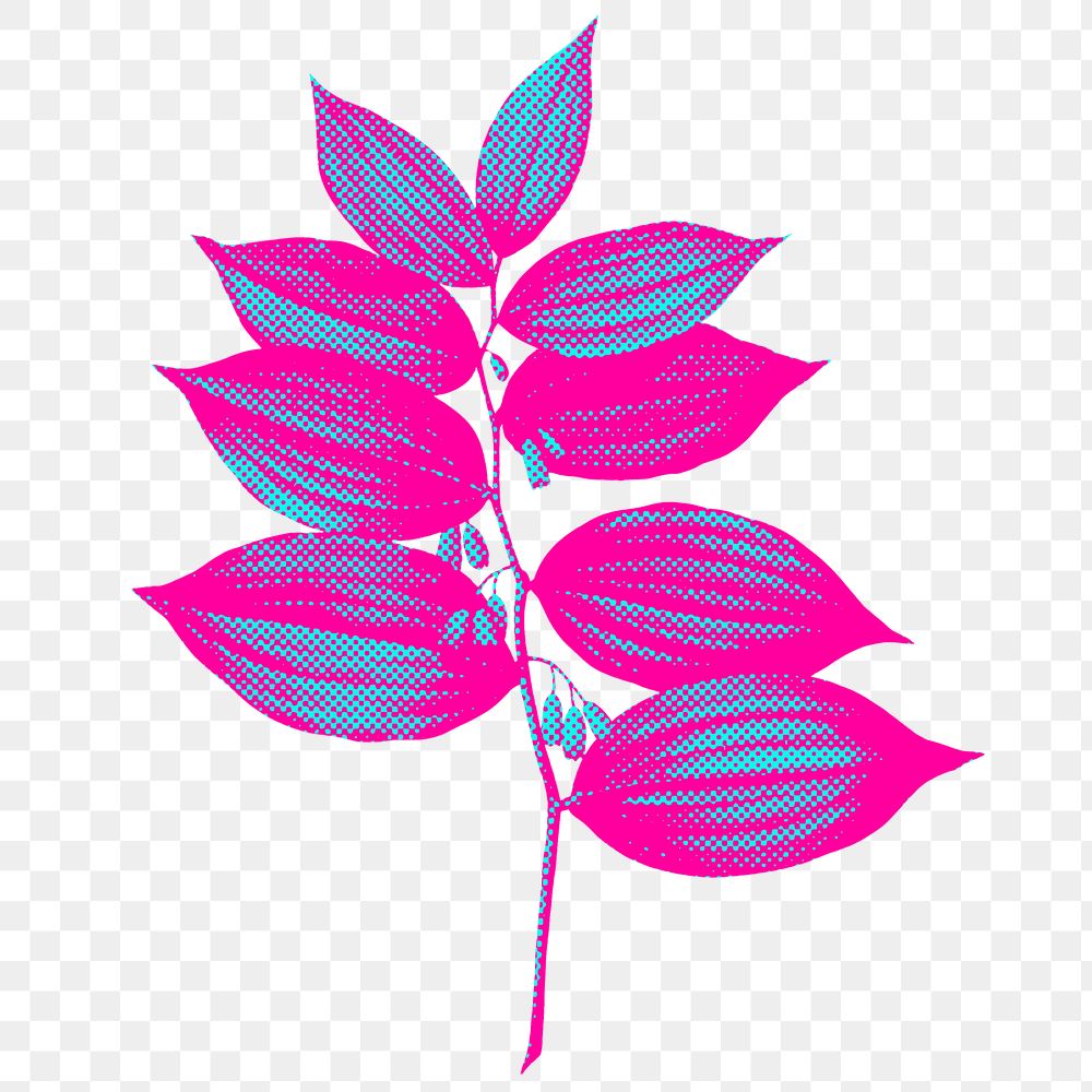 Hand drawn funky polygonatum flower halftone style sticker overlay