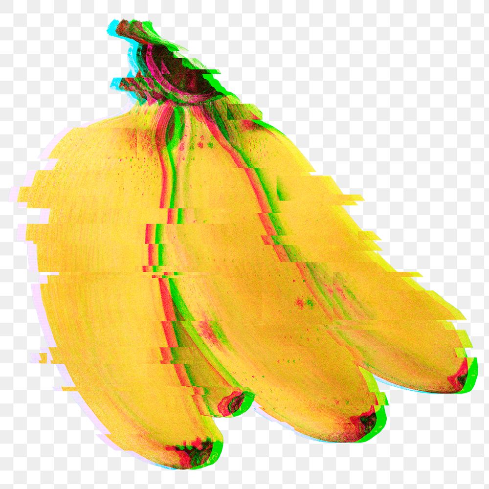 Banana with a glitch effect sticker overlay