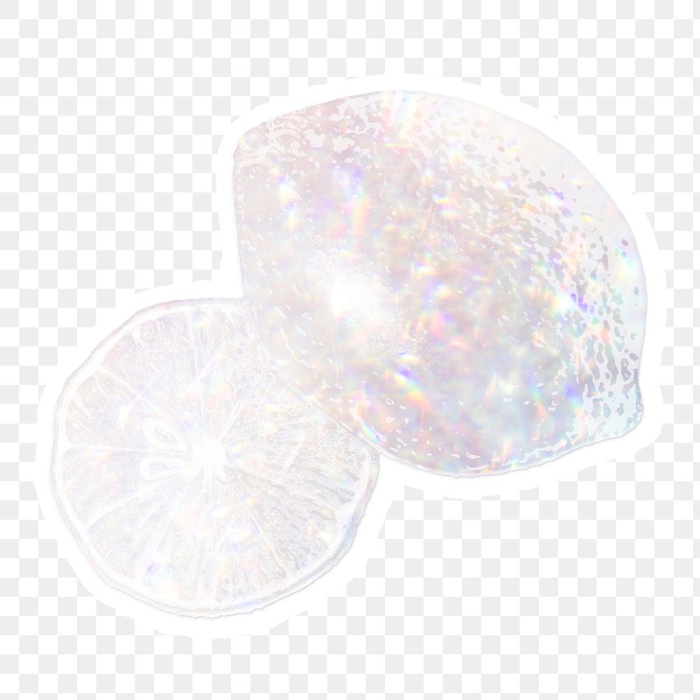 White holographic ripe lemons sticker design element