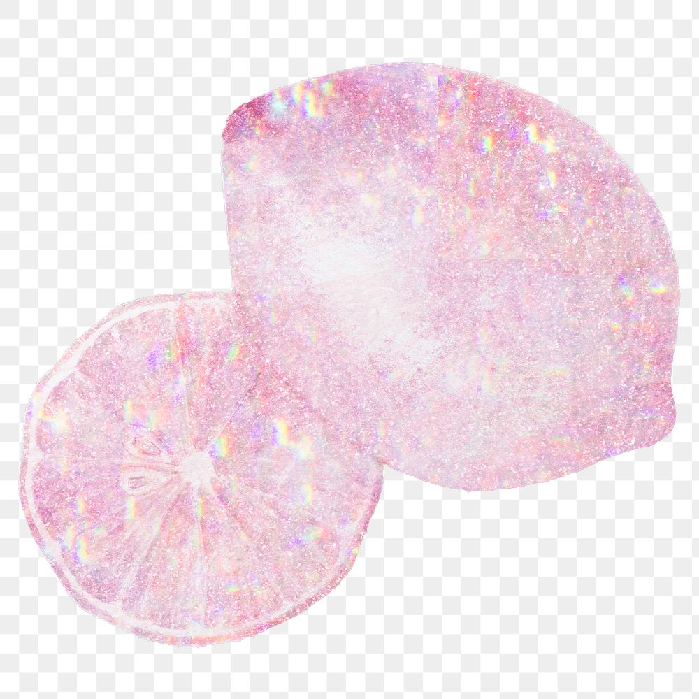 Pink holographic ripe lemons sticker design element
