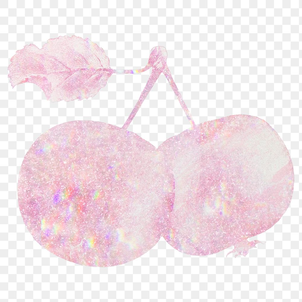Pink holographic apple twig sticker design element
