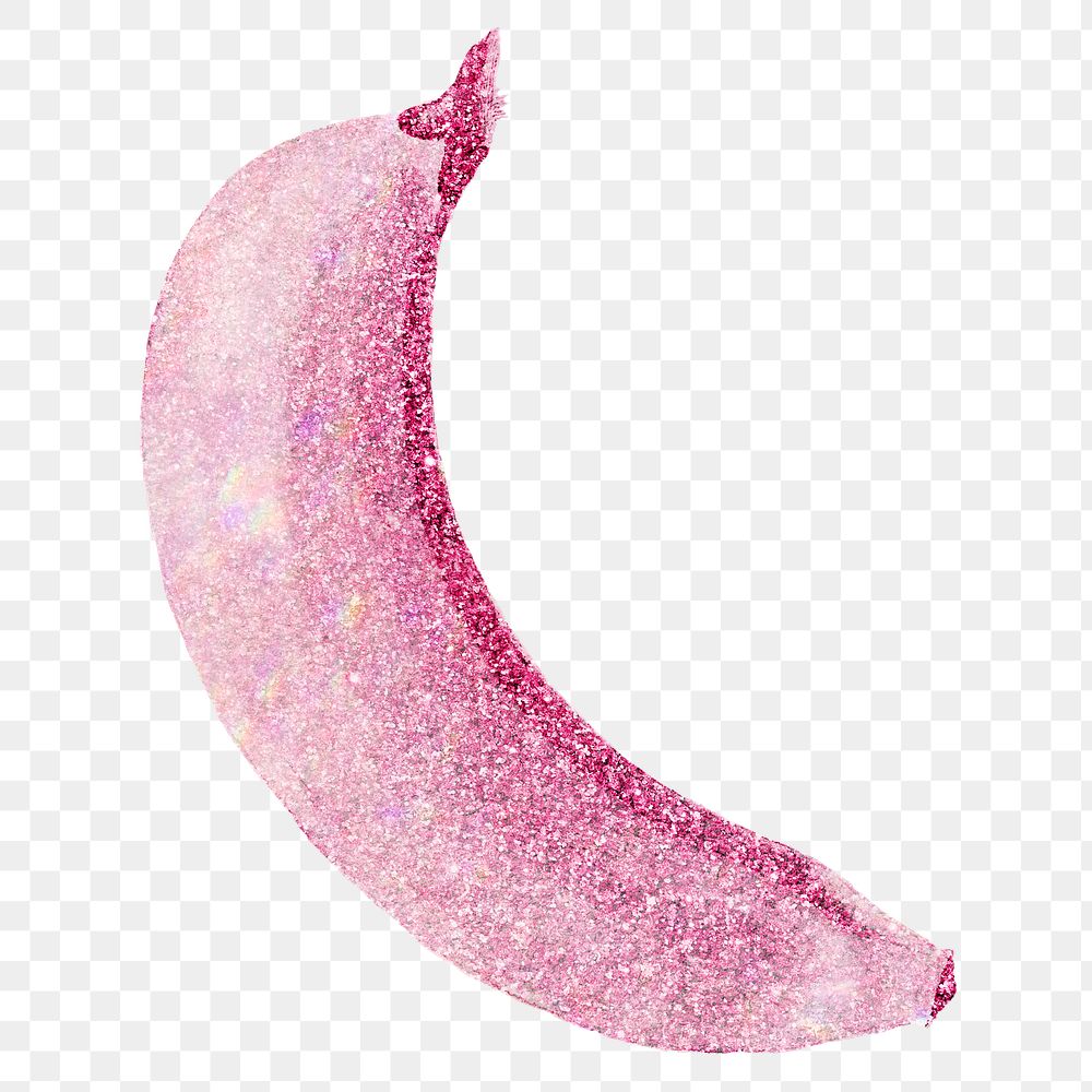 Pink holographic banana sticker design element
