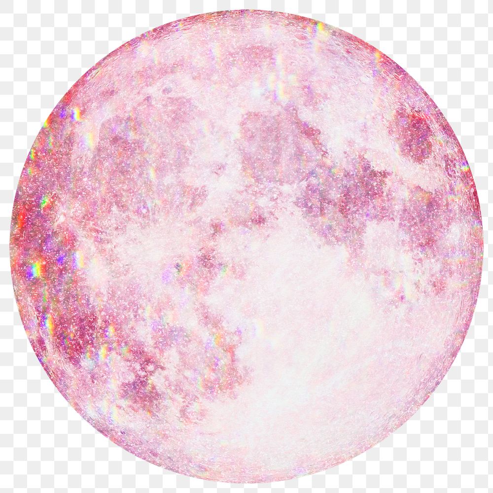 Pink holographic full moon design element