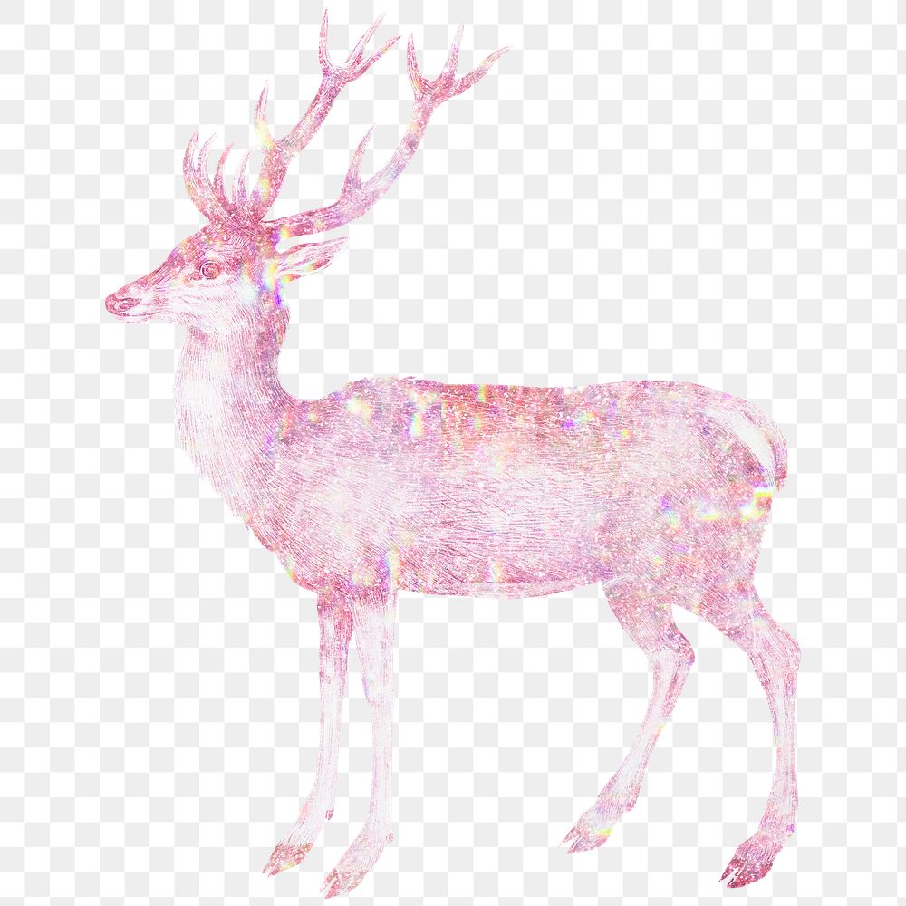 Pink holographic deer design element