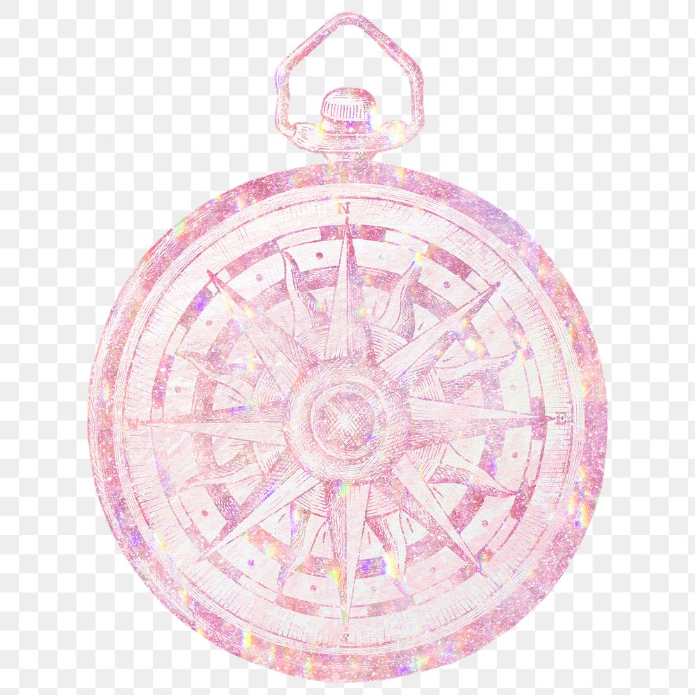 Pink holographic compass design element