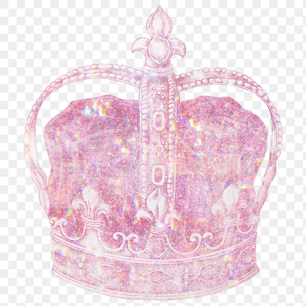 Pink holographic royal crown design element