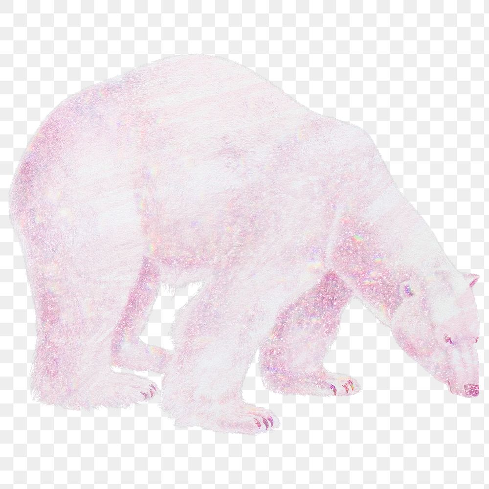 Pink holographic polar bear design element