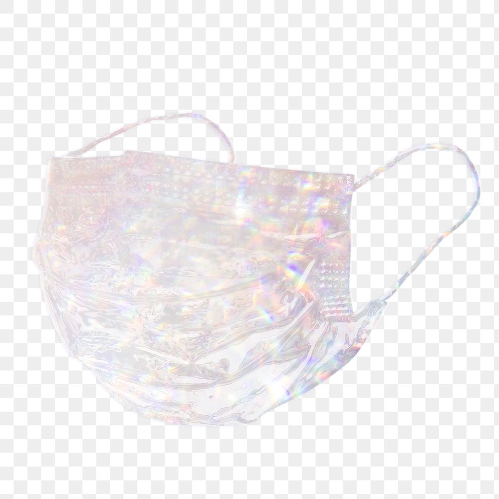 Silvery holographic face mask design element