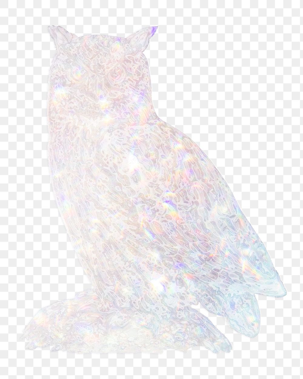 Silvery holographic Eurasian eagle-owl design element