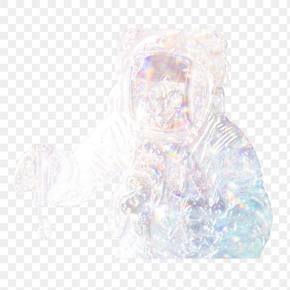 Silvery holographic astronaut design element