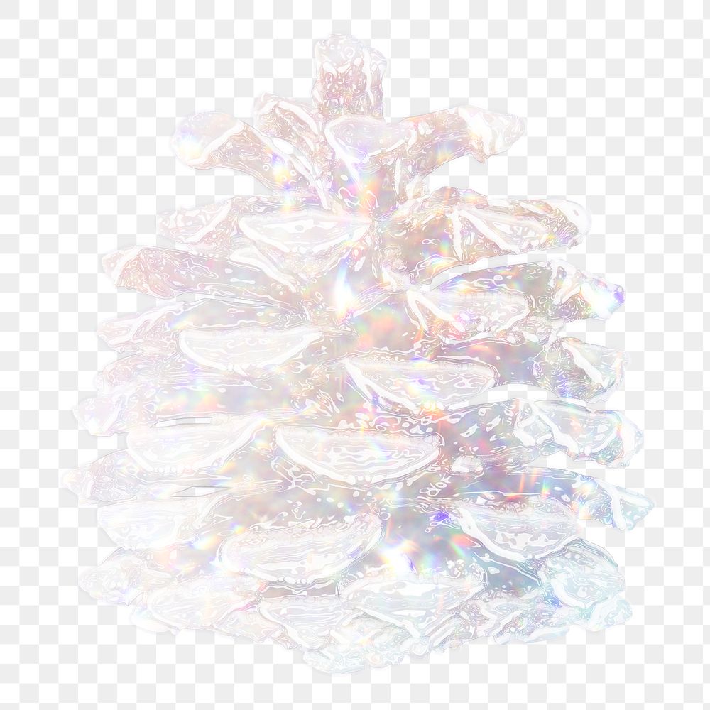 Silvery holographic pine cone design element