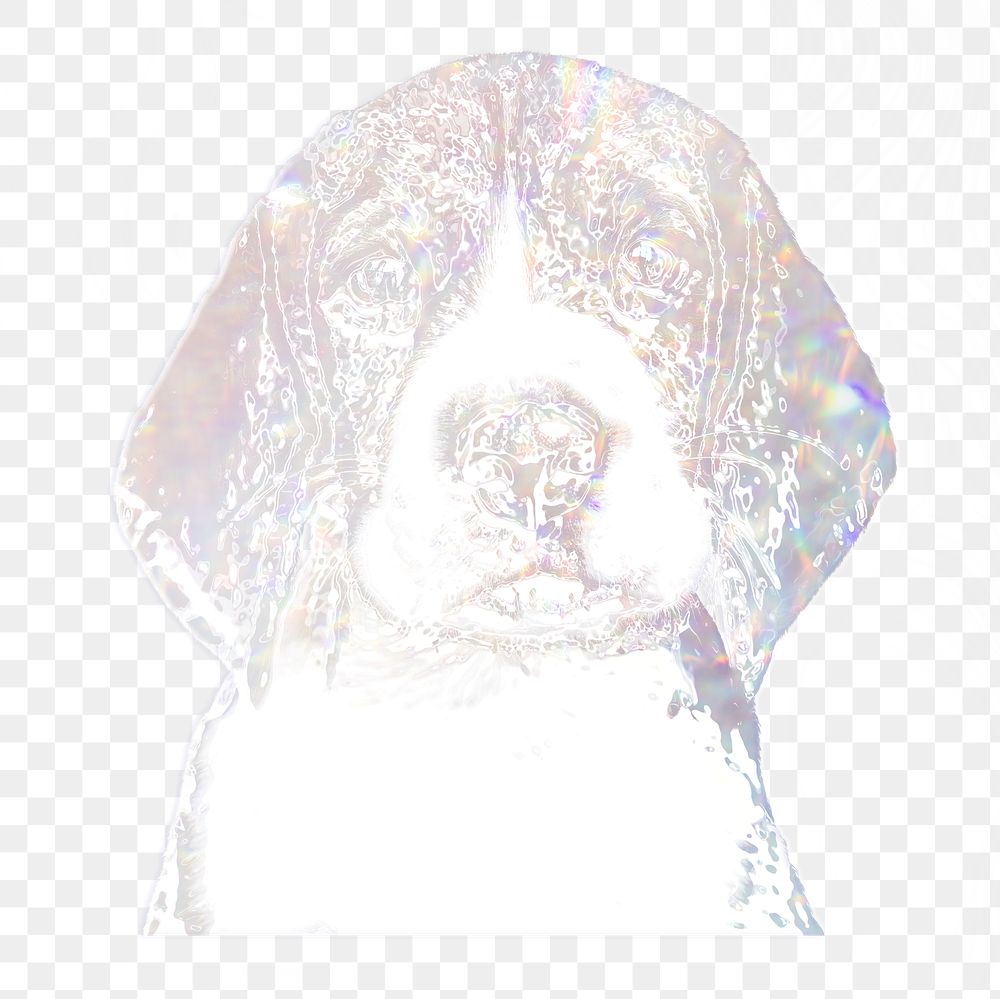 Silvery holographic beagle puppy design element