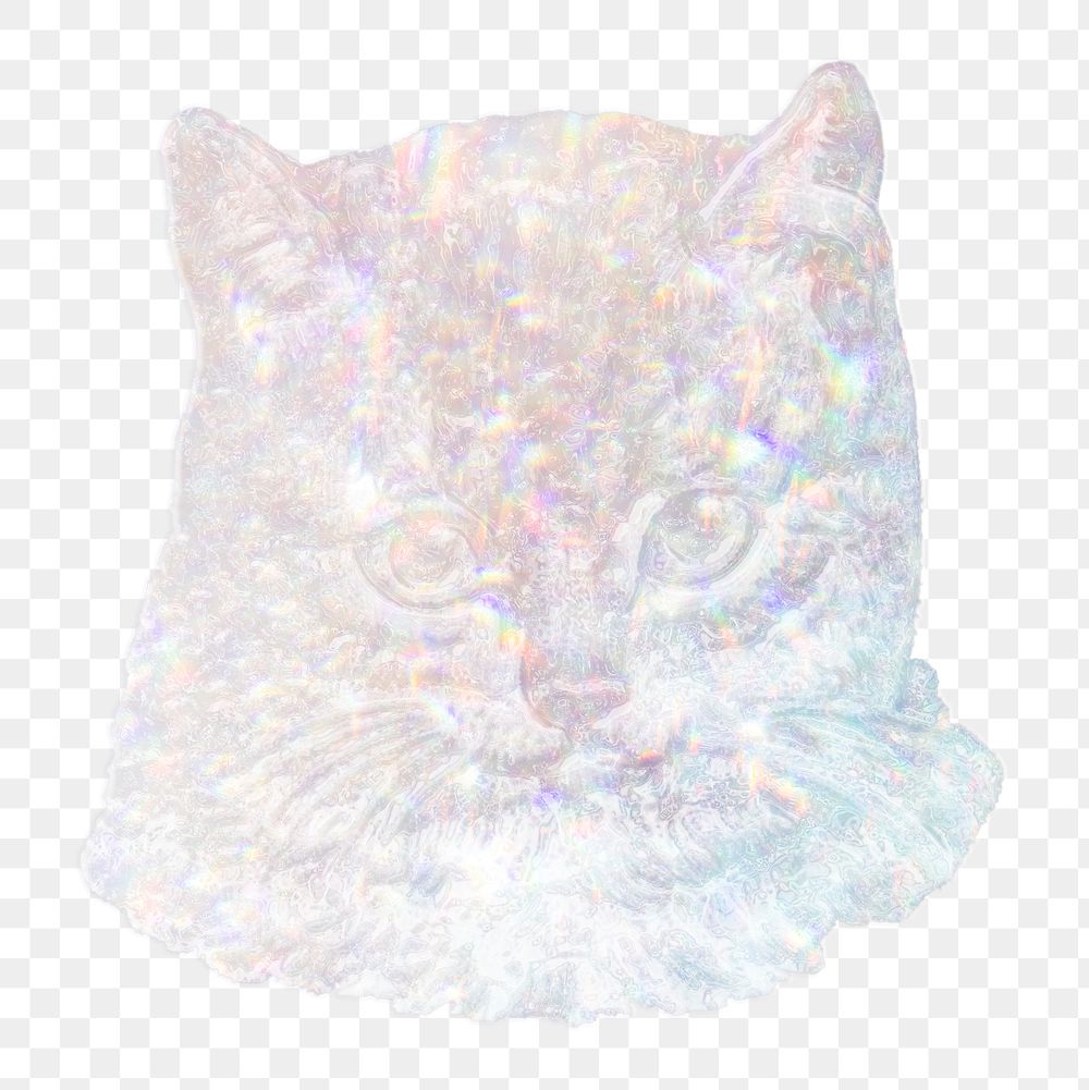 Silvery holographic cat design element
