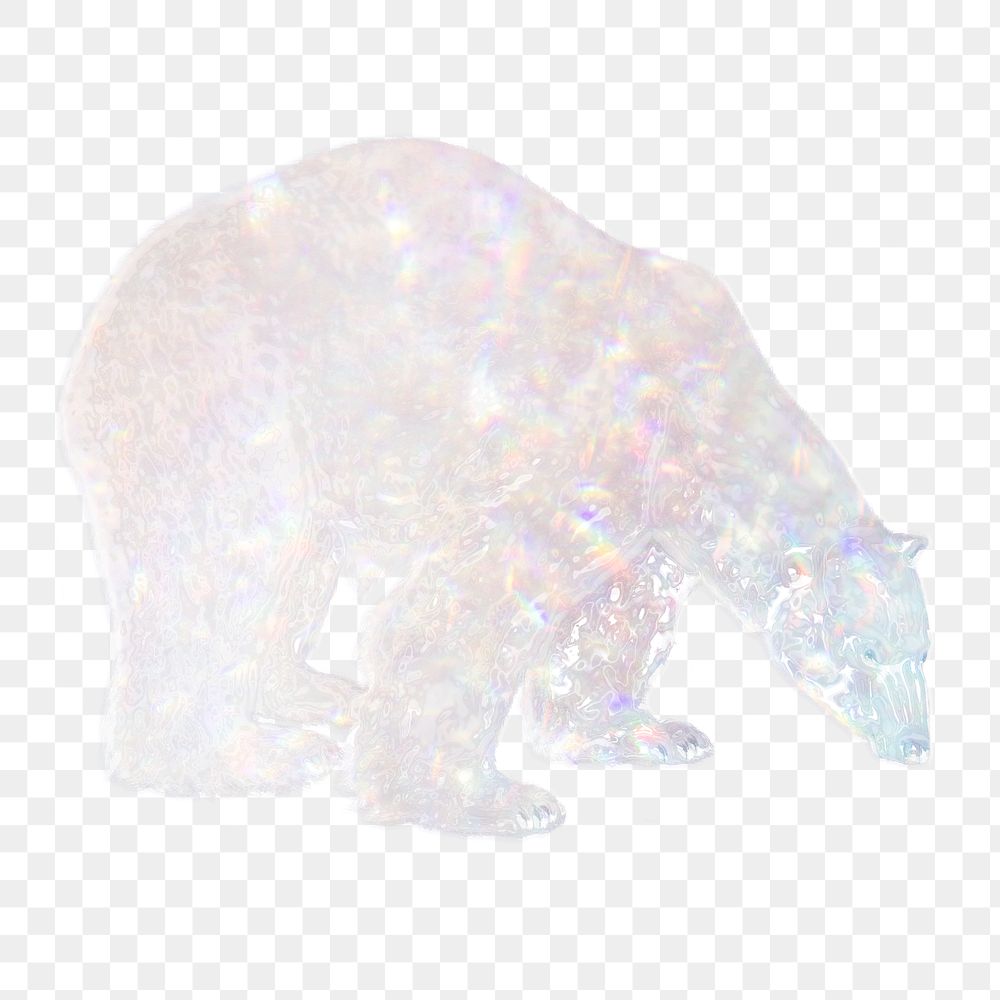 Silvery holographic polar bear design element