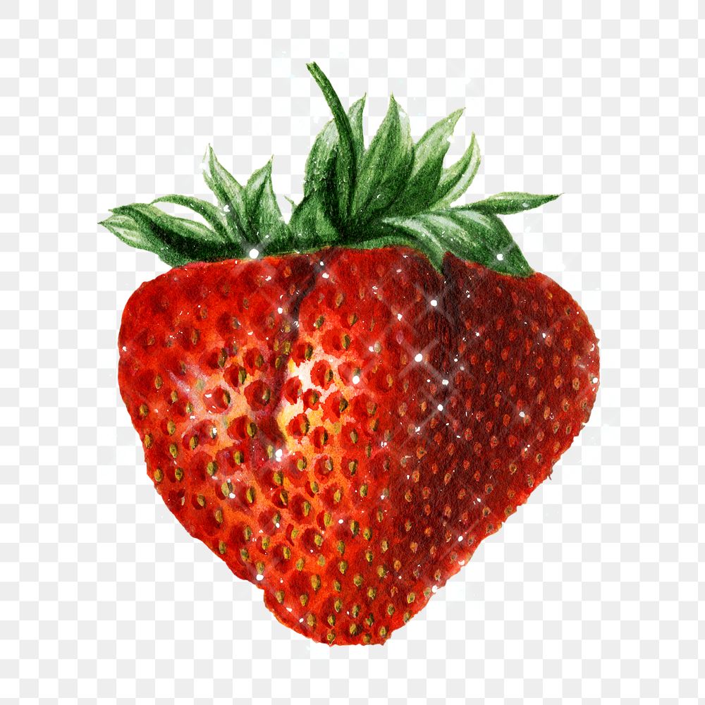 Hand drawn sparkling ripe strawberry design element