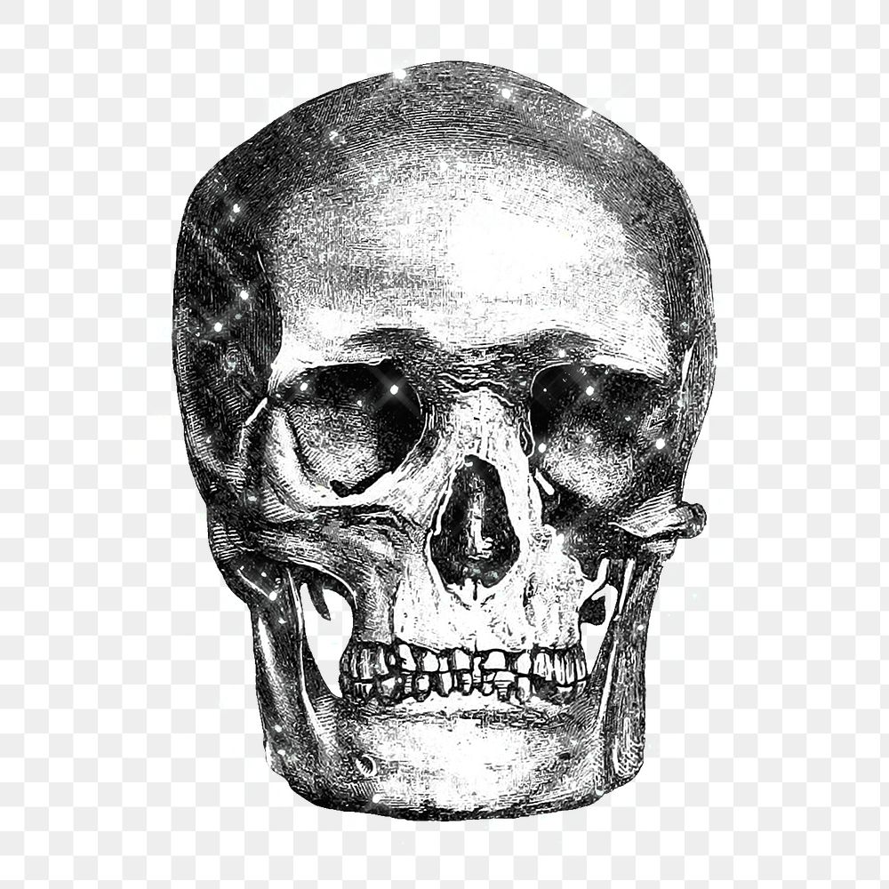 Sparkling skull engraving design element