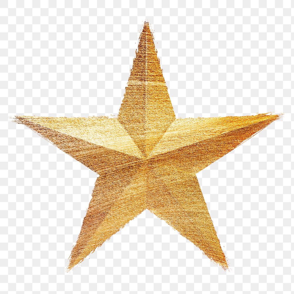 Hand drawn gold star brushstroke style design element