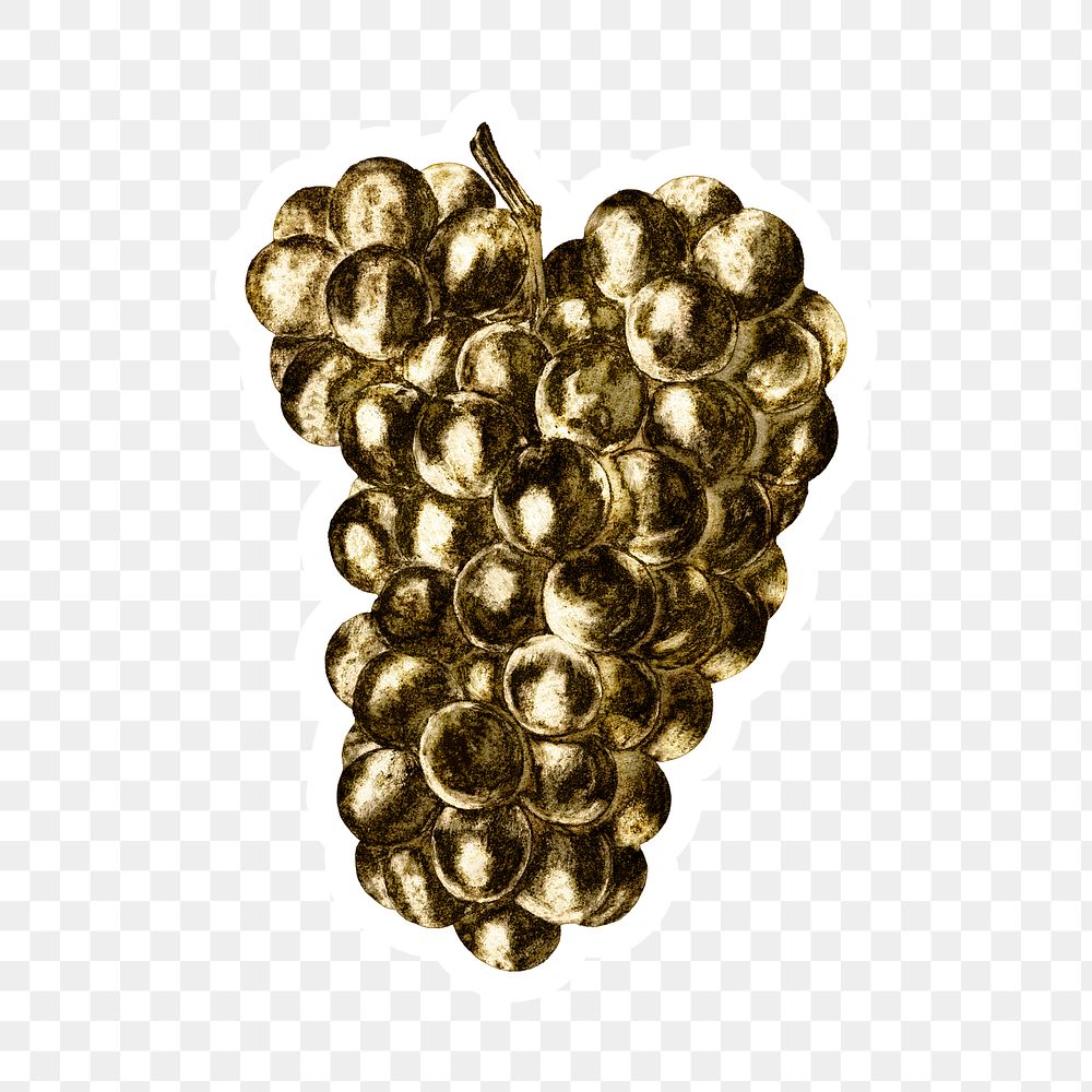 Gold grapes sticker with a white border