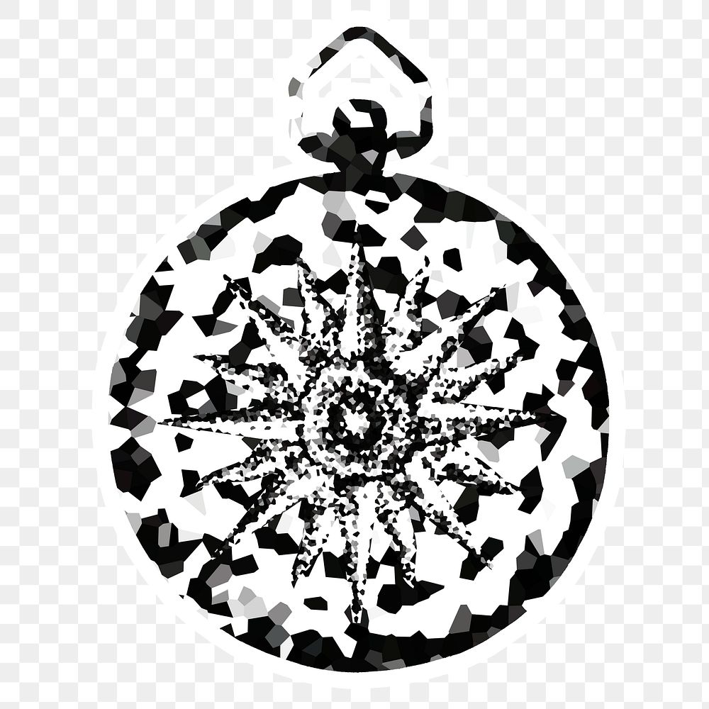 Crystallized style compass illustration with a white border sticker