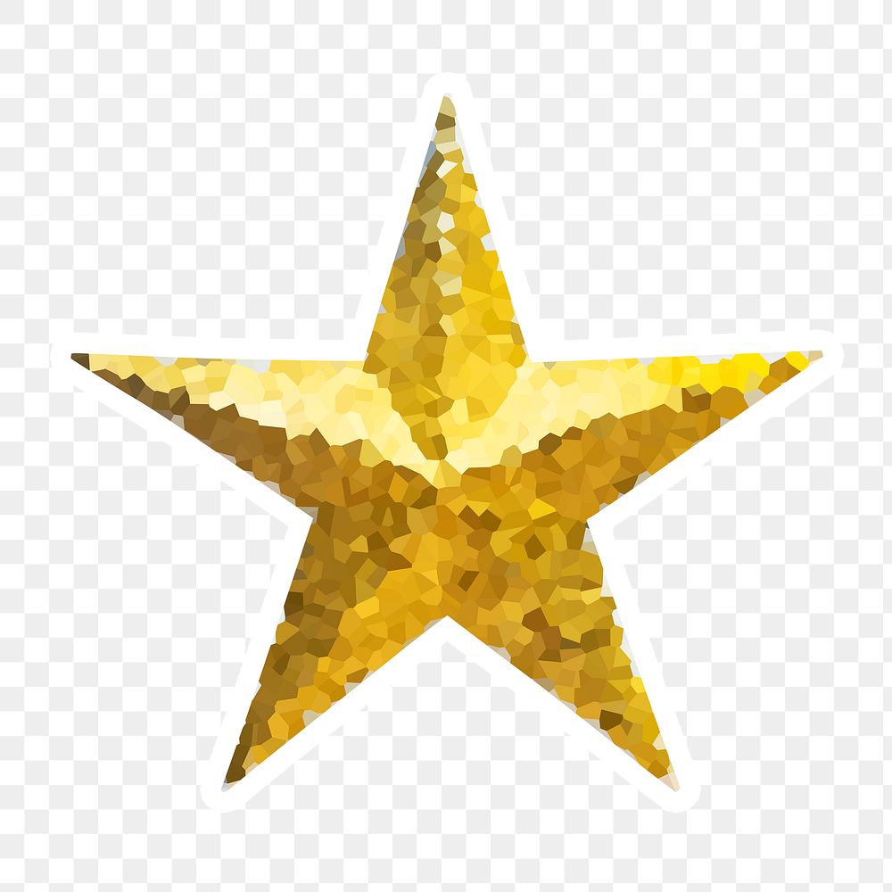 Crystallized style gold star illustration with a white border sticker