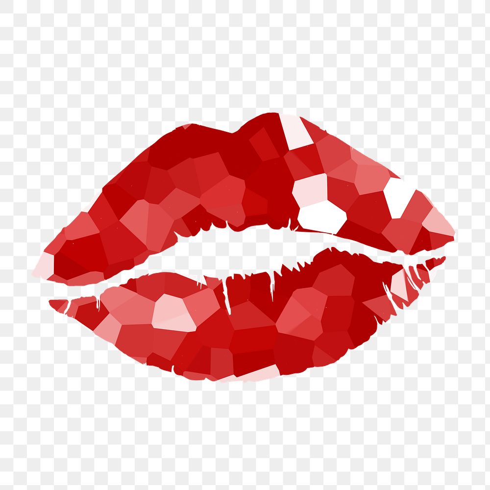Crystallized style red lips illustration design element