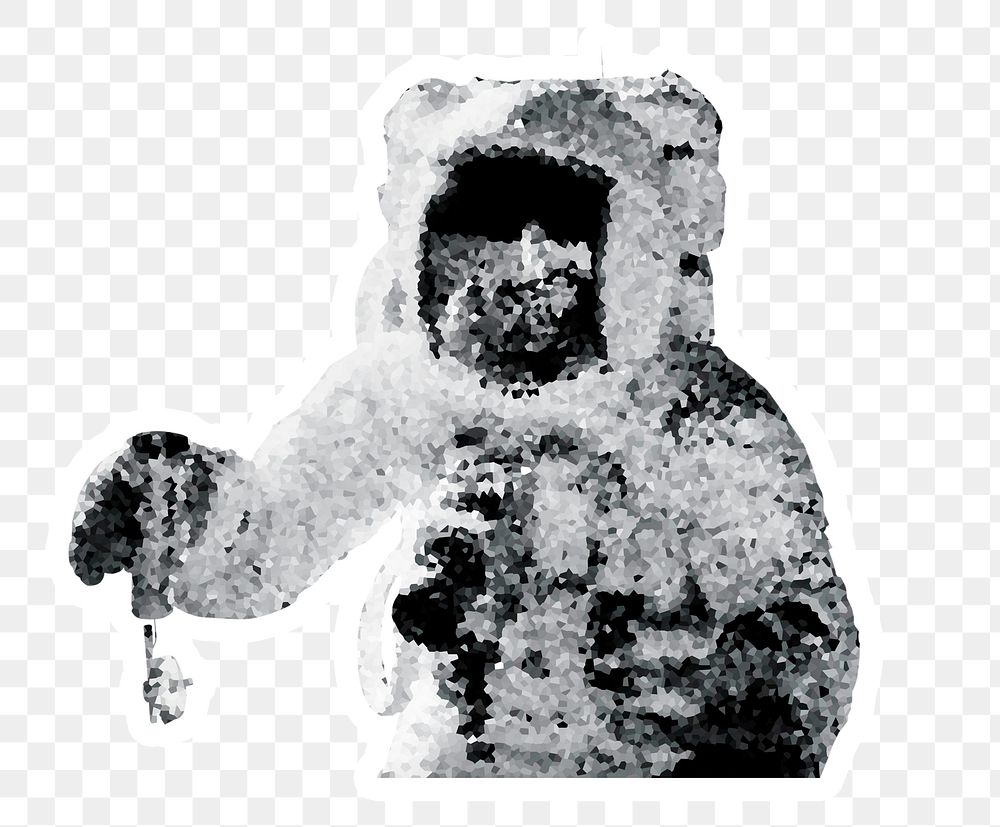 Crystallized style astronaut illustration with a white border sticker