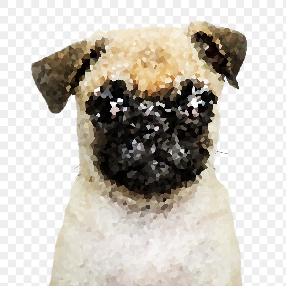 Crystallized style pug dog illustration design element