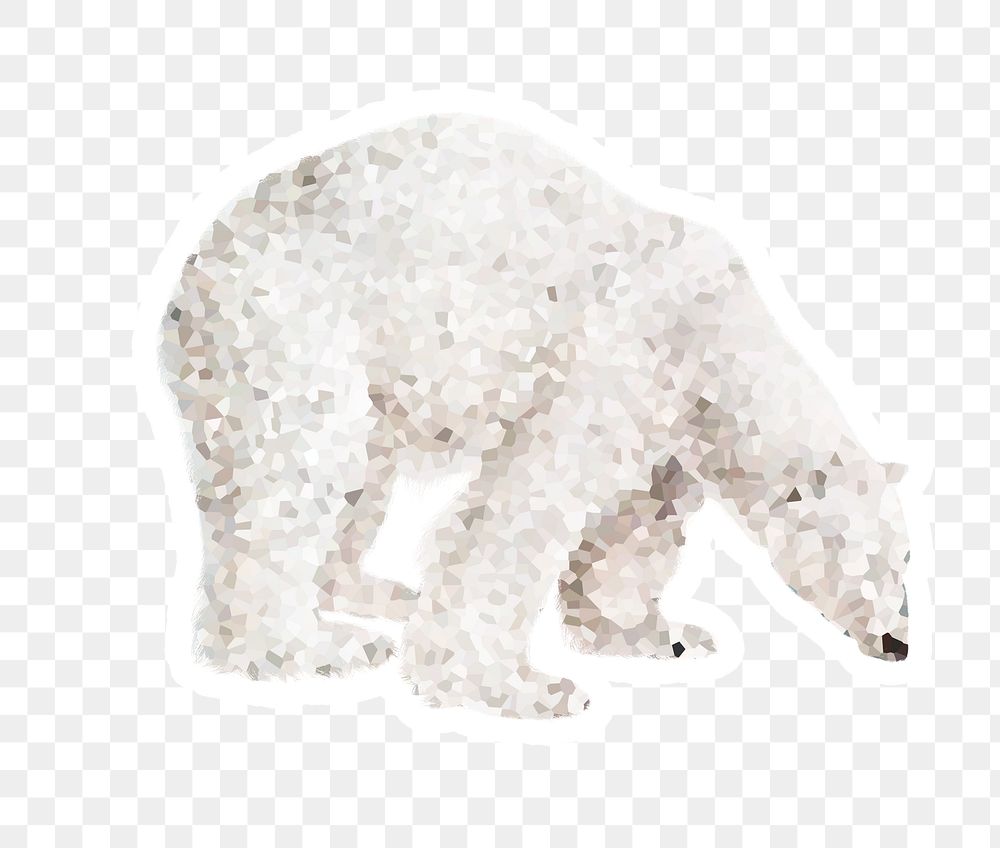 Crystallized style polar bear illustration with a white border sticker