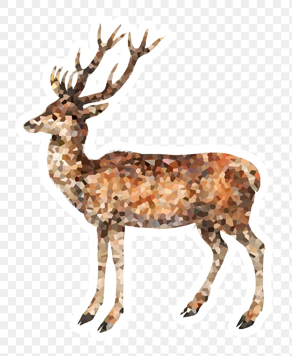 Crystallized style deer illustration with a white border sticker