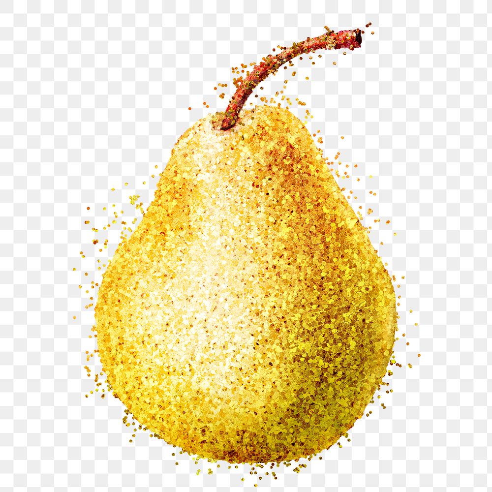 Glittery pear fruit sticker overlay design element