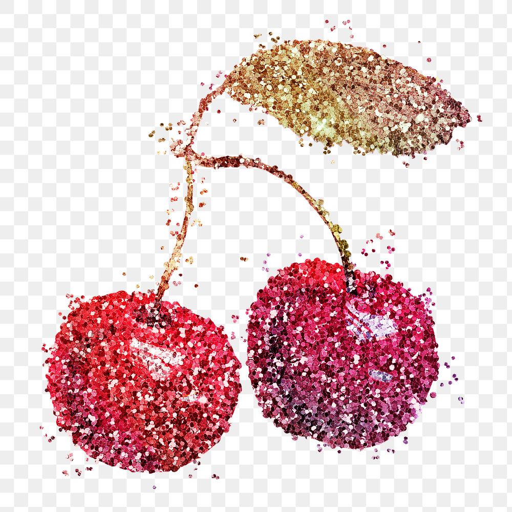 Glitter red cherry fruit design element