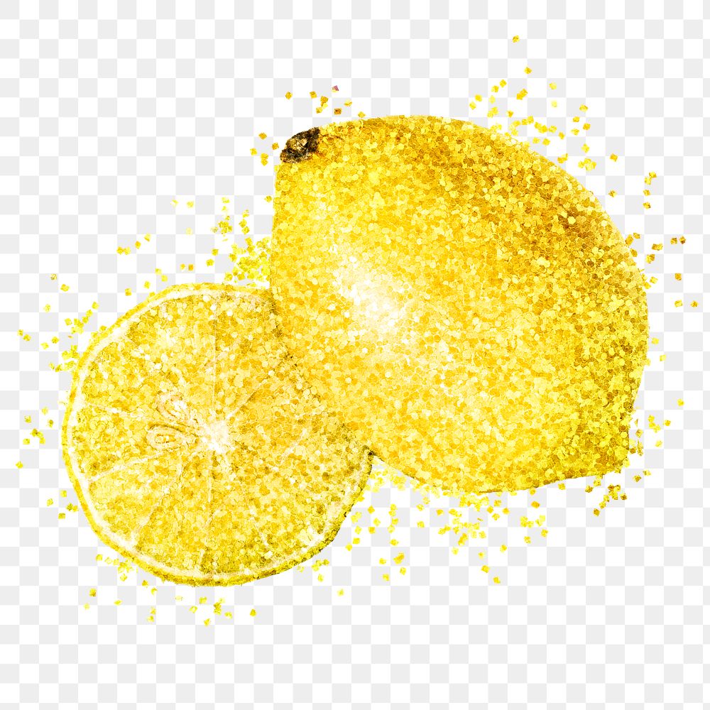 Glitter lemon fruit illustration