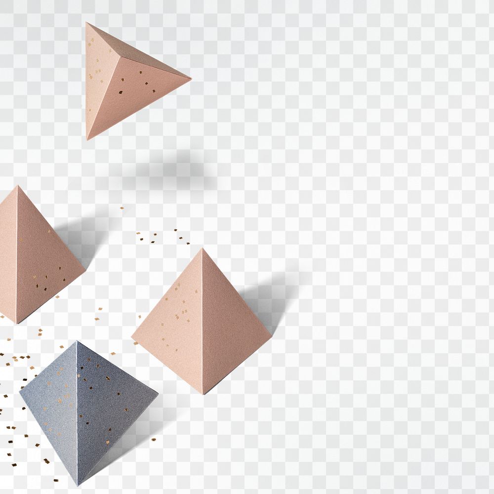 3D pink paper craft pentahedron patterned background  design element