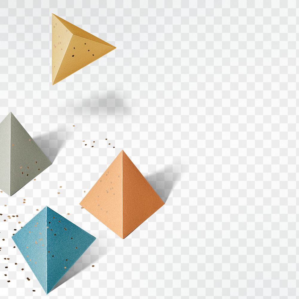 3D colorful paper craft pentahedron patterned background  design element