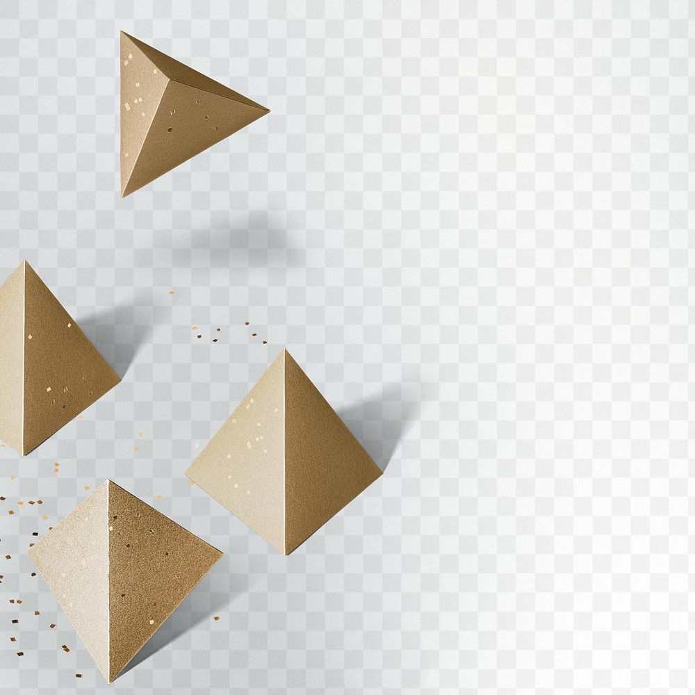3D gold paper craft pentahedron patterned background  design element